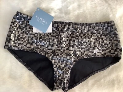 Nuevo Fondo de Bikini La Perla Villa Toscana Talla 42 EE. UU. 6 Plateado Metálico Negro Nuevo con Etiquetas Foto 1 de 4