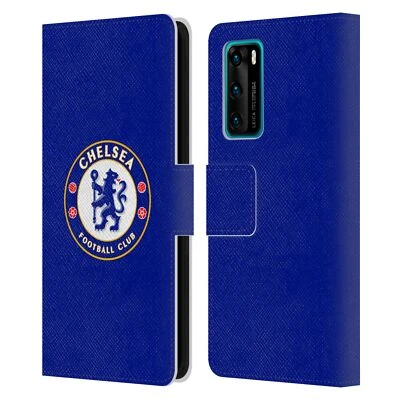 OFFICIAL CHELSEA FOOTBALL CLUB CREST LEATHER BOOK FLIP CASE FOR HUAWEI PHONES - Image 1 of 4