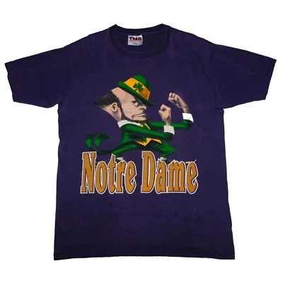 Vintage Notre Dame Fighting Irish T-Shirt Size XL Blue Leprechaun NCAA 90s - Image 1 of 4