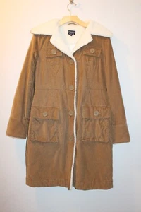 American Eagle Outfitters Women’s M Brown Coat Long Length Sherpa Lined Corduroy - Picture 1 of 13