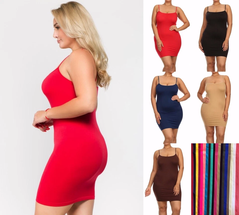 Lote de 1-6 Vestido Top Correas de Espagueti Camisola Body-Con Súper Elástico Talla Grande Foto 1 de 4