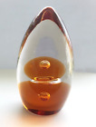 Wedgwood Amber and Clear Glass Egg Shaped Paperweight - Topiary