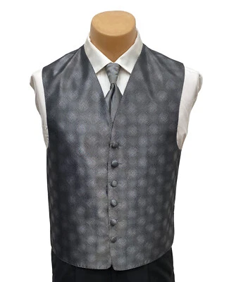 Perry Ellis Men's Tuxedo Vest & Tie Set Grey Dark Silver Size M Medium - Image 1 of 4