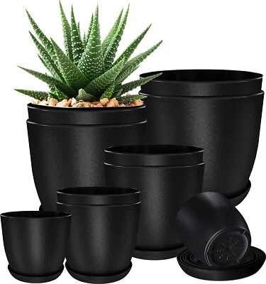 Plant Pots Indoor with Drainage - 7/6.6/6/5.3/4.8 Inches Decorative Utopia Home - Image 1 of 4