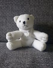 A6  DOUDOU PELUCHE YVES ROCHER OURS BLANC 14 CMS ASSIS ECHARPE FLOCON - TBE