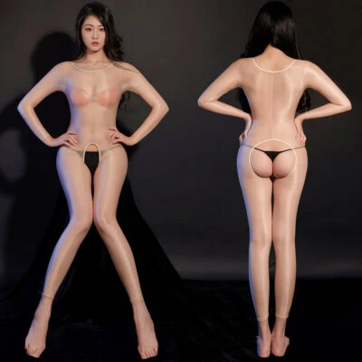 Mujeres Ultra-delgado Brillante Brillante Entrepierna Abierta Mono Ver A Través Body Gato Foto 1 de 4