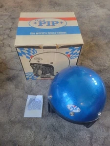 Vintage Brand New PIP Motorcycle Blue Metal Flake Sparkle Helmet Size Medium - Picture 1 of 11