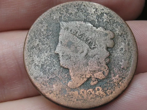 1828 Matron Head Large Cent Penny- Large Narrow Date, Good Details Cover