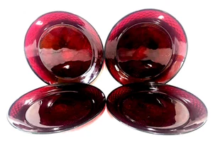 Cristal D' Arques Ruby Red Glass Set Of 4 Dinner Plates 10" France - Picture 1 of 1