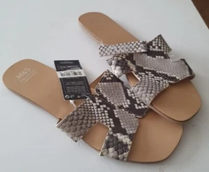 Marks And Spencer Womens Beige Animal Print Mules Sandals UK 6 EUR 39.5 - Picture 1 of 1