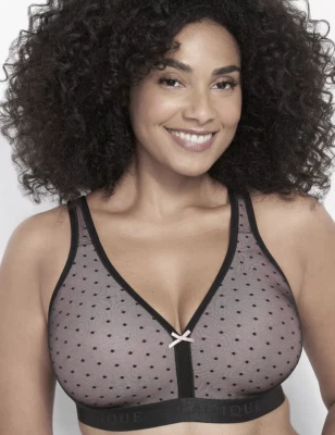 230638 SUJETADOR LANE BRYANT ALGODÓN NEGRO LIGERAMENTE FORRADO SIN AROS CON ENCAJE DE PUNTOS TALLA 42F Foto 1 de 4