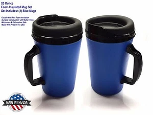 2 Thermo-Serv Foam Insulated Coffee  Mug 20 oz - Blue - Picture 1 of 6