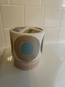 ceramic toothbrush holder Circle Pattern Very Good Preowned Condition - Picture 1 of 4