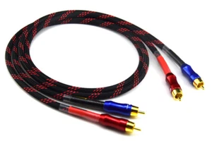 1 par de líneas de señal de cobre OFC con enchufe chapado en oro cable RCA de audio HIFI - Imagen 1 de 3