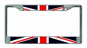 BRITAIN BRITISH United Kingdom The Union Jack Chrome Metal License Plate Frame - Picture 1 of 10