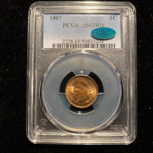 1907 Indian Head Cent PCGS MS65 RD RED CAC 1c Choice Uncirculated BU Luster WOW - Picture 1 of 8