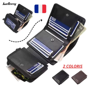 Portefeuille porte-monnaie en cuir synthétique compact nombreux compartiments - Zdjęcie 1 z 8