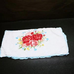 Vintage The Pioneer Woman Sweet Rose King Size Blue Crochet EdgePillow Sham - Picture 1 of 14