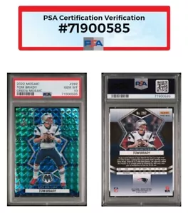 TOM BRADY 2022 Mosaic GREEN MOSAIC PRIZM 292 SUPER BOWL LI MVP PSA 10 GEM MINT - Picture 1 of 4