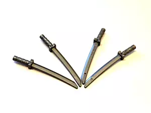 4 x LEGO WEAPON SWORD SHAMSHIR KATANA SQUARE GUARD ~ FLAT SILVER ~ 21459 ~ NEW - Picture 1 of 2