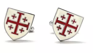 Puños Cruzados Escudo Cruzados Jerusalén Esmalte Blanco y Rojo Diseño Profesional - Imagen 1 de 8