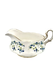 Queen Anne Sonata Gravy Boat - Blue Floral And Gold Trim Bone China England - Bild 1 von 10