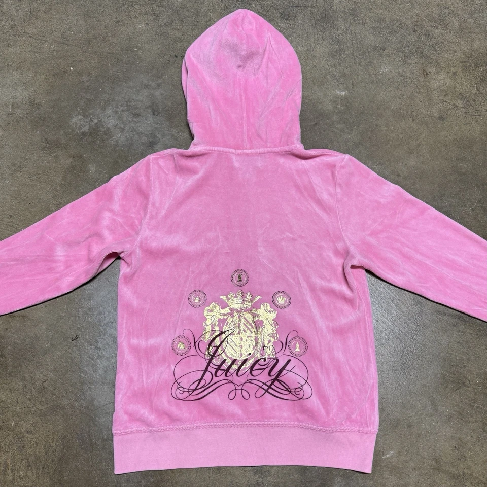 Sudadera con capucha vintage de terciopelo rosa Juicy Couture para mujer Y2K talla S Foto 1 de 4