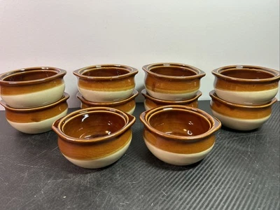 Juego de 10 cuencos de porcelana de cerámica marrón y marfil de 12 oz para sopa de cebolla francesa Foto 1 de 4