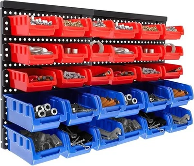 PATTUMIERA GARAGE 32 PZ A PARETE OFFICINA ORGANIZER RACK CASSETTE ATTREZZI FAI DA TE - Immagine 1 di 4