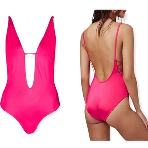 Topshop Hot Pink One Piece Swimsuit Size 6 NEW - Picture 1 of 3