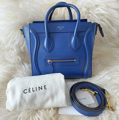Bolso Bandolera Celine Azul Nano Equipaje Cuero Tambor Hombro Bolso de Mano Foto 1 de 4