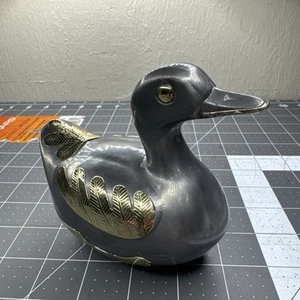 Brass and Pewter Duck Trinket Box Vintage Hong Kong 5" - Picture 1 of 7