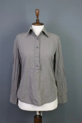 Blusa Top Camisa Dolce&Gabanna Gris Rayas Henley Talla 44 Foto 1 de 4
