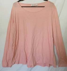 Cato Woman Women's Top Size 22/24W Long Sleeve Tee Peach Knit Blouse Hi-Low Hem - Picture 1 of 4