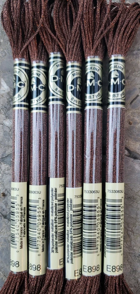 DMC Light Effects Embroidery Floss metallic #E898 Dark Oak brown (6 skeins) - Image 1 of 1