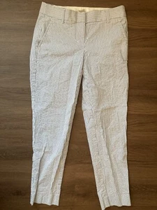 J. Crew seersucker skimmer pants white blue stripes sz 00 inseam 25.5" cropped - Picture 1 of 6