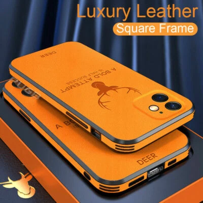 For iPhone 12 11 Pro Max 13 XS XR 14 Plus Deer Leather Silicone Soft Case Cover - Image 1 of 4