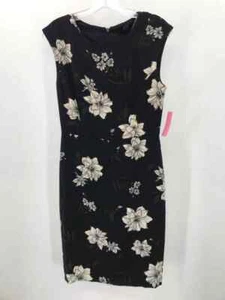 Pre-Owned Banana Republic Black Size 2 Floral Knee Length Short Sleeve Dress - Picture 1 of 3