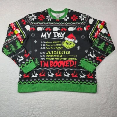 Sudadera Grinch Navidad Mi Día Para Hombre Talla L Retro Vacaciones Forrada de Vellón Foto 1 de 4
