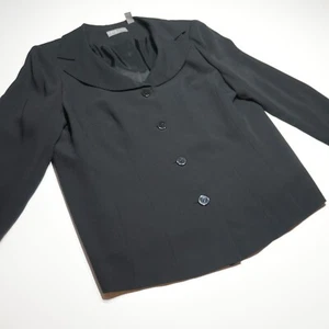 Kate Hill Blazer Jacket Size 14W "Tea Time" 100% Silk Formal Essentials Black - Picture 1 of 15