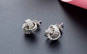 Pendientes B22 nudos cuerda torneada plata de ley 925 - Imagen 1 de 1