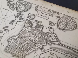 Antike Karte Plan von Fort St Saint Malo Bretagne Frankreich 1758 - Bild 1 von 3