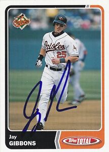 JAY GIBBONS BALTIMORE ORIOLES SIGNED TOTAL BASEBALL CARD LOS ANGELES DODGERS