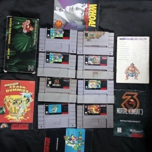 Super Nintendo SNES Games Lot + DK VHS + Manuals 8 Games - Picture 1 of 5