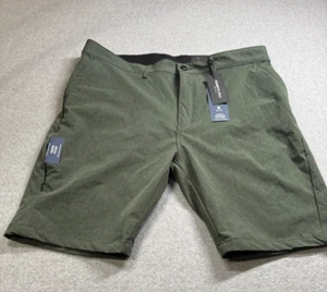 Kenneth Cole Tech Chino Shorts Mens 38 Olive Heather Stretch Lightweight - Picture 1 of 11