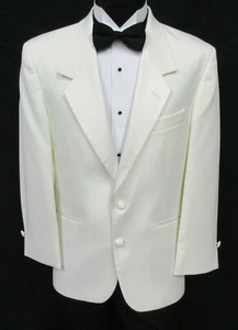 Boys Ivory Tuxedo Jacket with Satin Notch Lapels Formal Wedding Ring Bearer Prom - Picture 1 of 4