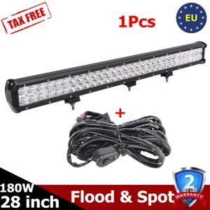 28" inch LED Work Light Bar 180W Lamp SUV ATV Truck Boat Offroad & Free Kit - Foto 1 di 8