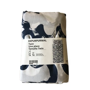IKEA EKPURMAL Twin Bettbezug plus Queen Kissen Sham Cloud dunkelblau/weiß - Bild 1 von 8