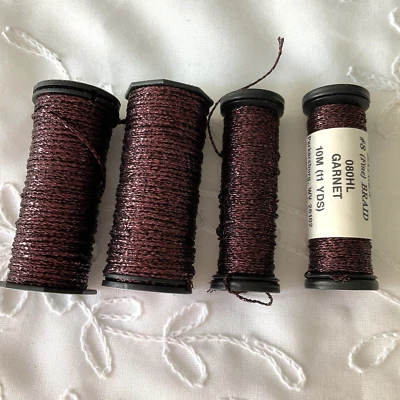 Kreinik Balger Needlepoint Fibers Threads Lot of 4 Spools Metallics #8 and #16 - Image 1 of 4