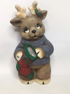 Christmas Holiday reindeer deer candycane holder glass Ceramic - Picture 1 of 9